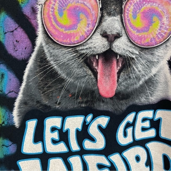 Doma Let's Get Weird Cat Size Small Tie Dye Graphic Tee Shirt Hippie Funny - Picture 6 of 11